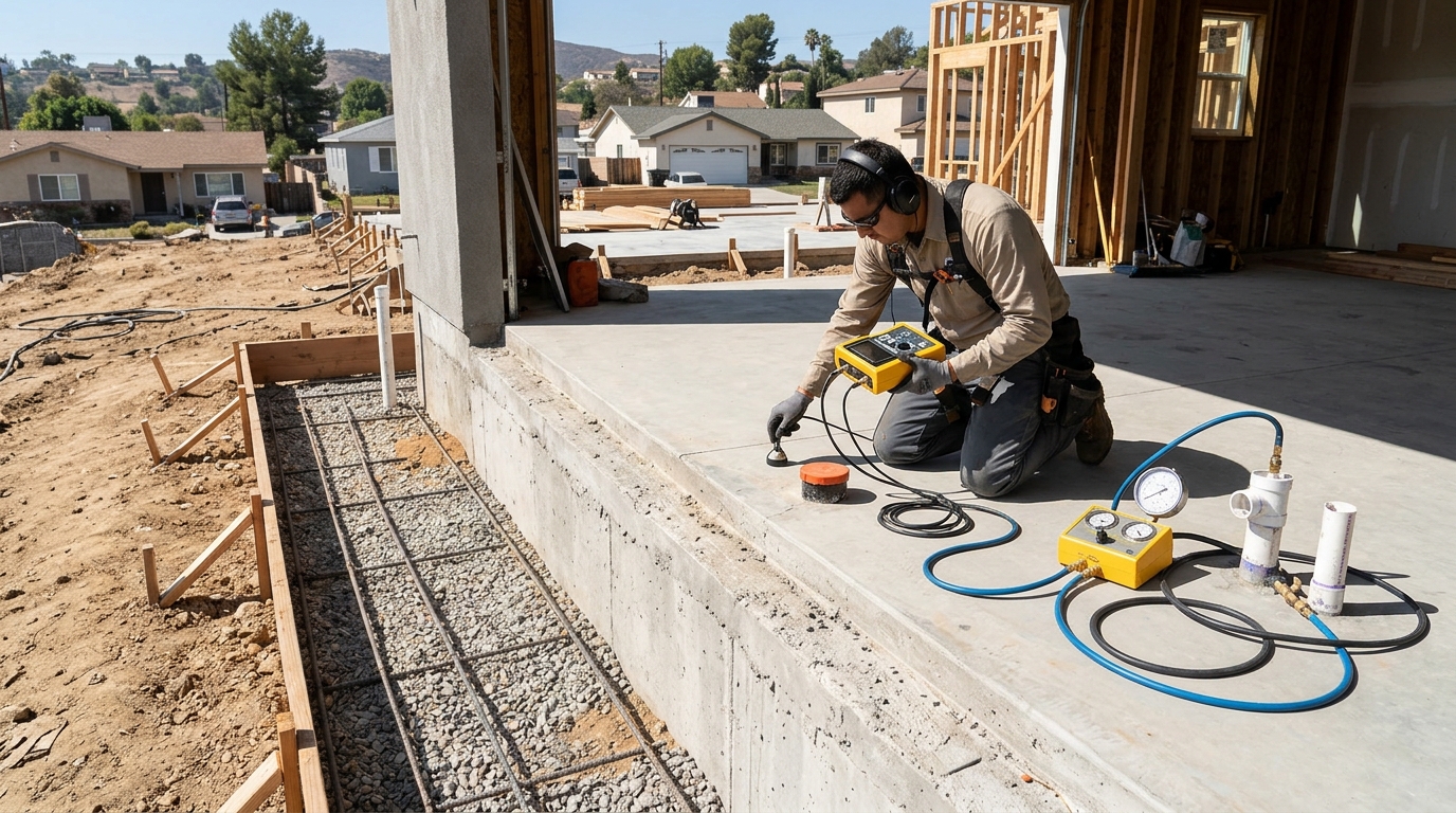 Acoustic detection and under-slab water line inspection in Longview TX home
